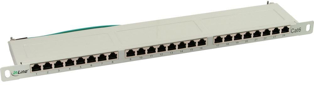 InLine Patchfeld Cat.6, 24-fach, 48,26cm (19"), 0.5HE, lichtgrau, RAL7035 (76224A)