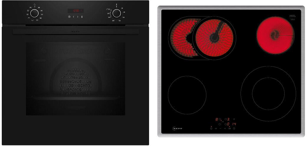 Neff BX46PB0 N30/N50 A+ Backofen-Set (B2CCG6AK3 + T16SBN1L0) mit Elektrokochfeld, 60 cm breit, 71 L, Pyrolyse, Kindersicherung, schwarz