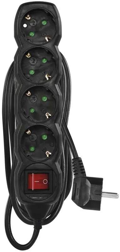 EMOS PC1425R Steckdosenleiste, 4 Steckdosen, 5m, 1,5mm², Schalter, schwarz (1922340502)