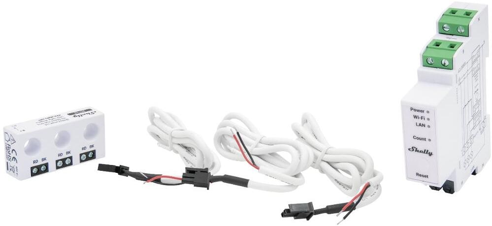 Shelly Pro 3EM-3CT63 Stromzähler, inkl. CT, Messfunktion, WLAN, LAN, BT, weiß