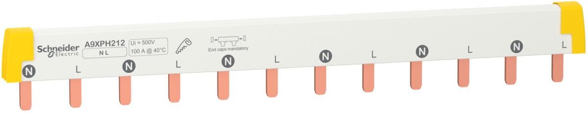 Schneider Electric Phasenschiene Steg, ablängbar, 2P, 12-TE, 100A (A9XPH212)