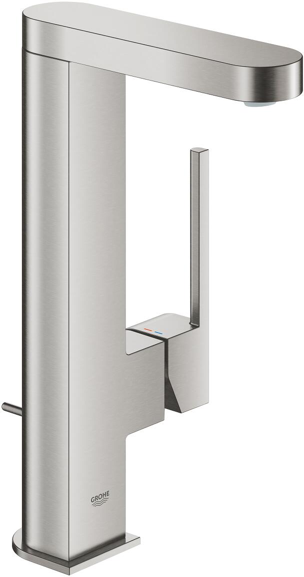GROHE Plus Einhand-Waschtischbatterie, 1/2 Zoll, L-Size, EcoJoy und SilkMove ES, supersteel (23851DC3)