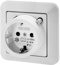 Gewiss Fehlerstromschutzschalter mit Steckdose, RCD, FI, 16A, 0.03A, IP21, sweiß (GW95522)