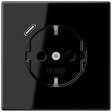Jung LS1520-18CSW SCHUKO Steckdose mit USB-Ladegerät, Serie LS, schwarz