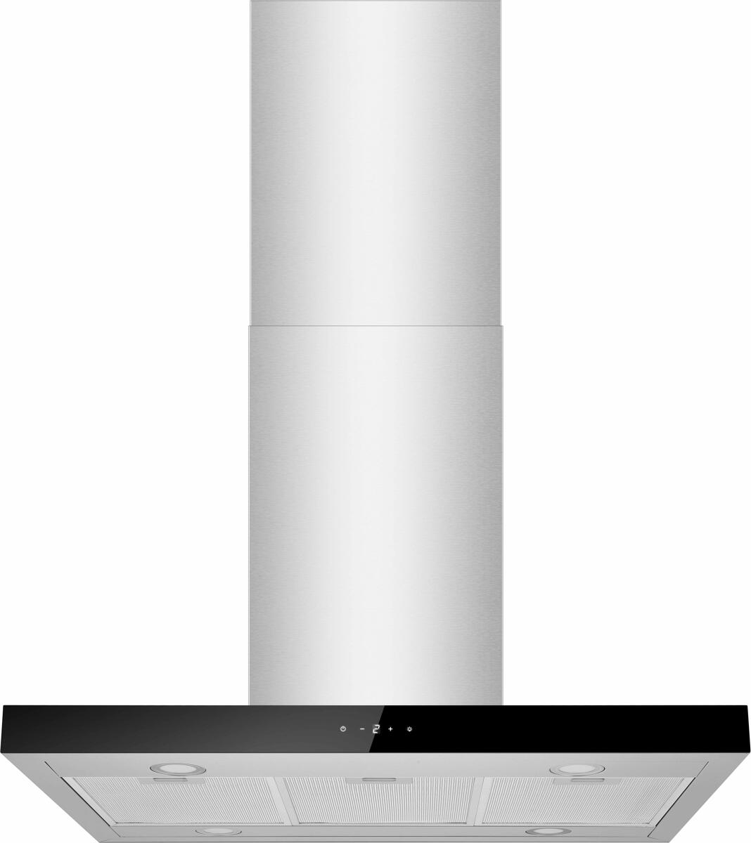 respekta CH44199IX-21 EEK:A Inselhaube, 90 cm breit, 613,7 m³/h, Touch-Kontroll, Metallfettfilter waschbar, Edelstahl mit Glasfront