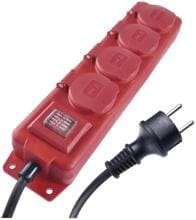 EMOS P14201 Steckdosenleiste, 4 Steckdosen, 10m, 1,5mm², Gummi-Neopren, IP44, rot (1922341000)