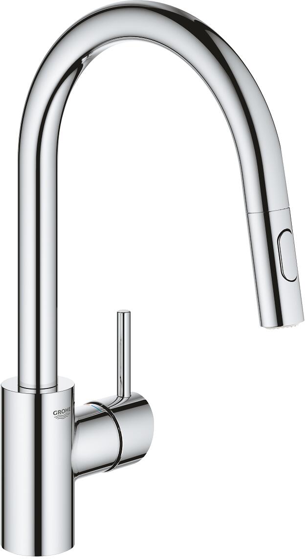 GROHE Concetto 31483 Einhand-Spültischbatterie, DN15, Hochdruck, hoher Auslauf, herausziehbare Dual Spülbrause, chrom (31483002)