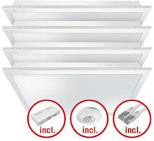 Esylux LED-Leuchtenset mit opaler (MILKY) Abdeckung (Diffusor), LED-Leistung 120W. Bestehend aus 4 Leuchten mit 30W, Farbtemperatur ca. 4000K (EQ10132421)