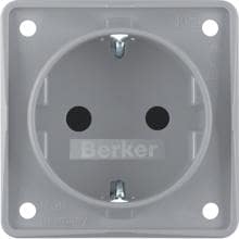 Berker 947792506 Steckdose SCHUKO, erhöhtem Berührungsschutz, Steckklemmen, Integro Modul-Einsätze, grau matt