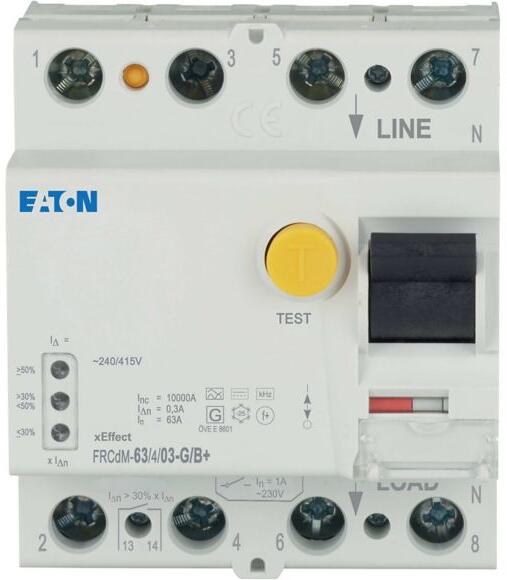 Eaton FRCDM63403GB+ digigtaler FI-Schalter, 63A, 4-Polig, 300mA, TypG/B+ (167886)