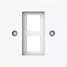Busch-Jaeger 2561-02-44G Zentralscheibe mit Tragring Modular-Jack-Einsatz, Busch-art linear, 2-fach, studioweiß glänzend (2CKA001753A9926)