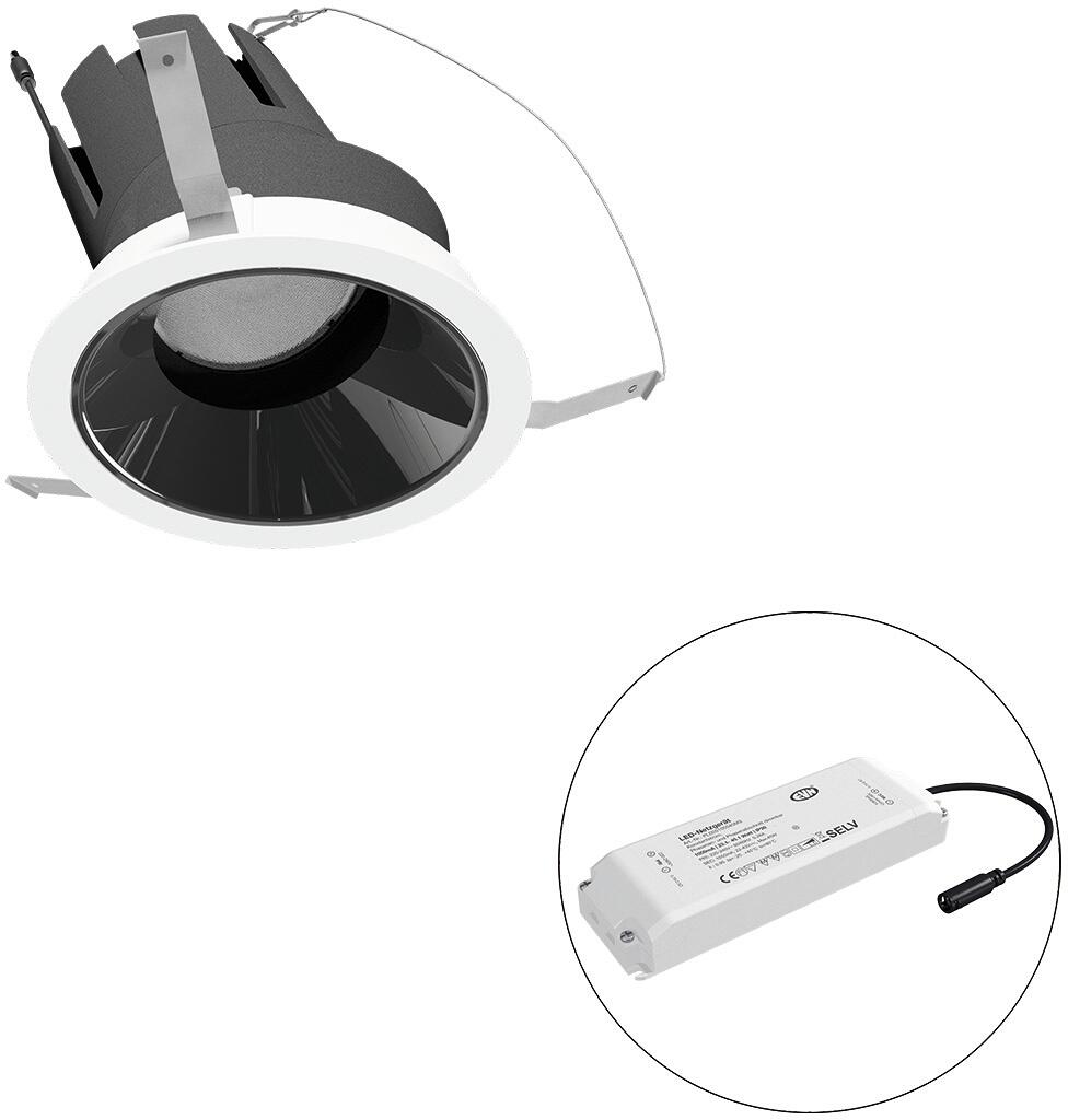 EVN SELECTO LED Deckeneinbau, rund, dreh-/schwenkbar, IP20, 220-240V/AC, 38W, 3000K, 4433lm, inkl. Netzgerät, Phase, Reflektor schwarz/hochglänzend, 8