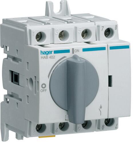 Hager HAB402 Lasttrennschalter 4polig 20A für Hutschiene oder Montageplatte