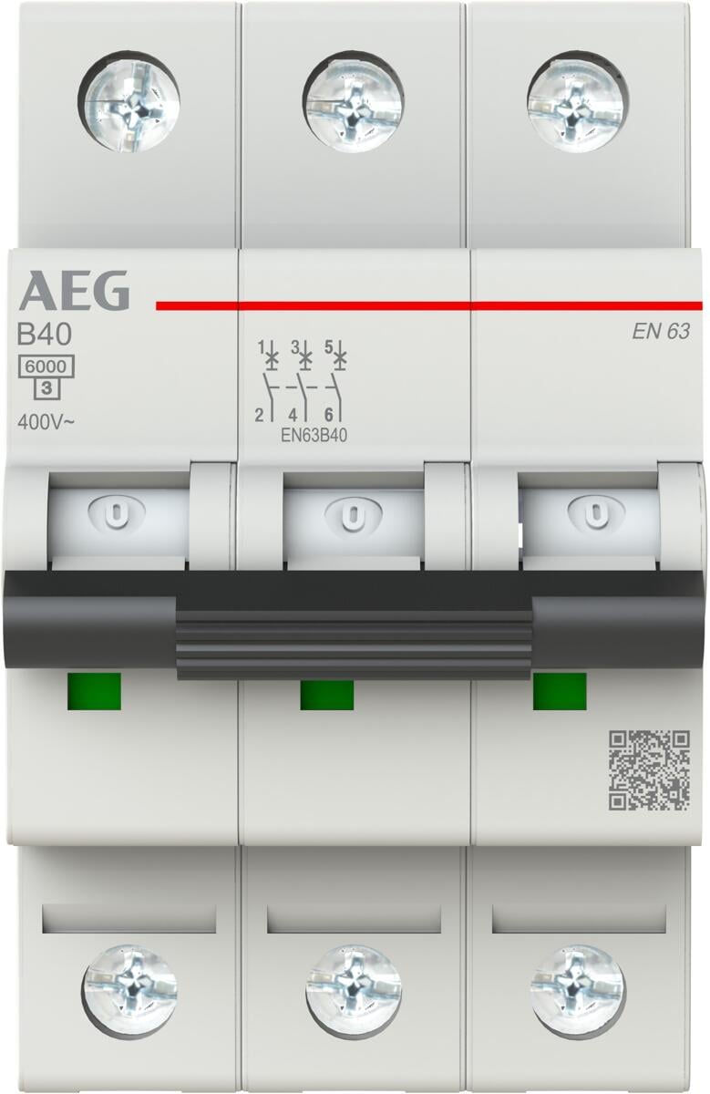 AEG EN63B40 Leitungsschutzschalter AC B, 40A, 3p, 400V, 3TE (2CDS253088R0405)