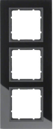 Berker 10136616 Glasrahmen, 3fach, B.7, Glas schwarz/anthrazit matt