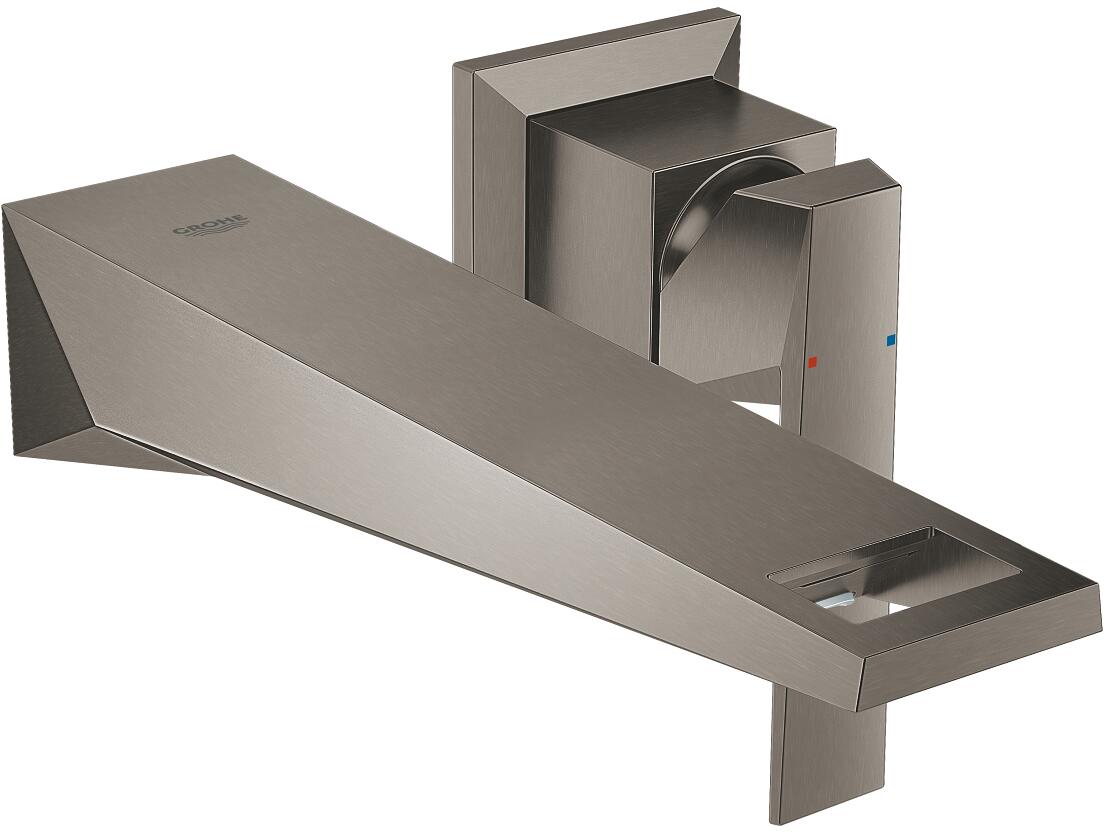 GROHE Allure Brilliant 2-Loch-Waschtischbatterie, Wandmontage, Fertigmontageset für 23 200, Ausladung 210 mm, hard graphite gebürstet (19783AL0)