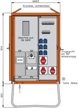 Walther Werke WAV0131BR1 Anschlussverteiler, 44kVA, mit Zählerplatz,RCD TypB, 3 CEE-Abgänge 16-32A und 6 Schukos