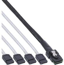 InLine SAS Anschlusskabel, Mini SAS SFF8087 an 4x SATA, Crossover, OCF, 0,5m (27610C)