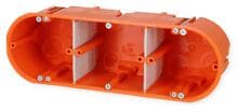 f-tronic HW30 Hohlwand-Gerätedose, massiv, 3-fach, 3x Ø 68mm, Tiefe 63mm, orange (7350063)