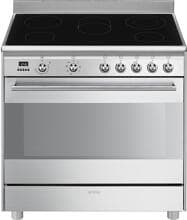Smeg SCD91CMX9 Standherd mit Glaskeramikkochfeld, 90 cm breit, 115 L, 8 Funktionen, edelstahl