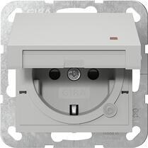 Gira 4552015 SCHUKO-Steckdose 16 A 250 V~ mit Klappdeckel, Kontrolllicht und Shutter System 55, Grau Matt
