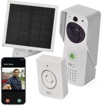 EMOS H4030 GoSmart Drahtlose Video-Türklingel, IP-09D, WiFi, Solarpanel, batteriebetrieben, weiß (3010040300)