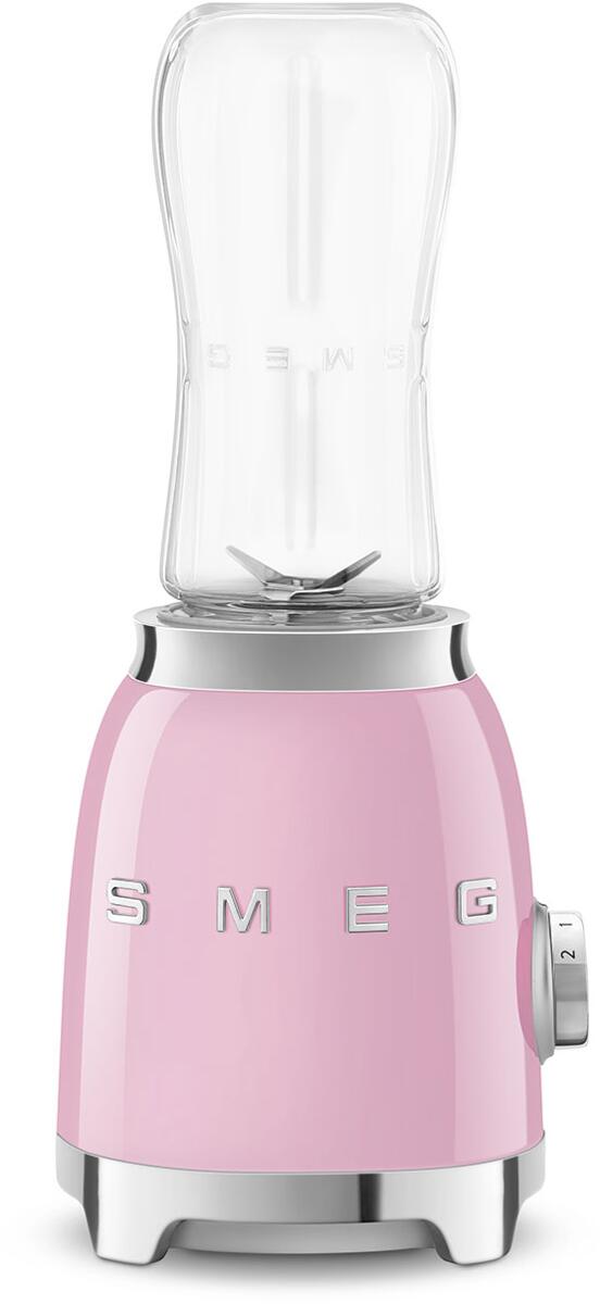 Smeg PBF01PKEU 50"s Style Mini-Standmixer, Edelstahlgehäuse, 300W, 2 portable 0,6 l Trinkflaschen, 2 Geschwindigkeitsstufen, Cadillac Pink