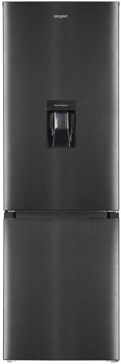 Exquisit KGC320-95-E-WS-040C Stand Kühl-Gefrierkombination, 60 cm breit, 313 L, Wasserspender, Thermostat-Beleuchtung, inoxlook-az