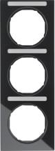 Berker 10132225 Rahmen, 3fach, mit Beschriftungsfeld, senkrecht, R.3, schwarz glänzend