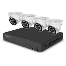 Foscam FNA 108 E T4 2T 8-KANAL 4K 8 MP POE Komplettset Für Die Videoüberwachung mit 4 Überwachungskameras, weiß