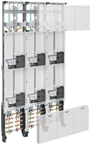 Hager ZL53W8N Komplettfeld, univers Z, 1350mm, 6 Zählerplätze, 3-feldig, mit Zählersteckklemme