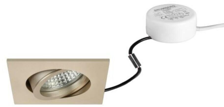 Brumberg TIRREL-S LED-Einbaustrahlerset mit LED-Modul und Rundkonverter Phasenabschnitt dimmbar, 6W, 3000K, quadratisch, schwenkbar, champagner matt (