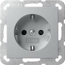 Gira 475526 SCHUKO-Steckdose 16 A 250 V~ mit Shutter, ohne Befestigungskrallen System 55, Aluminium