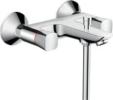 hansgrohe Logis 2-Griff Wannenarmatur Aufputz, Messing, 26 l/min, mit Rückflussverhinderer, Chrom (71243000)