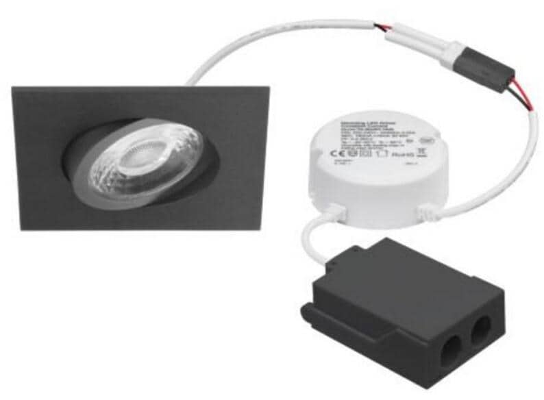 Brumberg ABACO-S LED-Einbaustrahler, 230VAC, 50Hz, 8W, 36°, 3000K, quadratisch, schwenkbar, IP44, Phasenabschnitt dimmbar, schwarz (39415183)