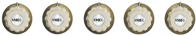 Smeg 5MP700PO Kochfeld Ersatzknebel-Set, 5 Bedienknebel, Cortina, Creme/Messing Antik