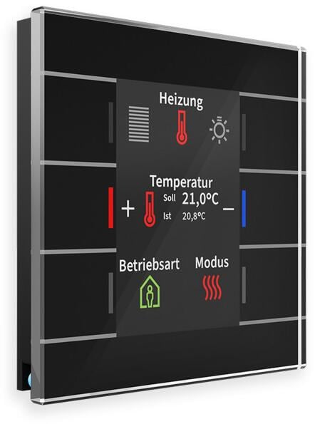 MDT KNX Glastaster II Smart Serie .02, Temperatursensor, Farbdisplay, schwarz (BE-GT2TS.02S)