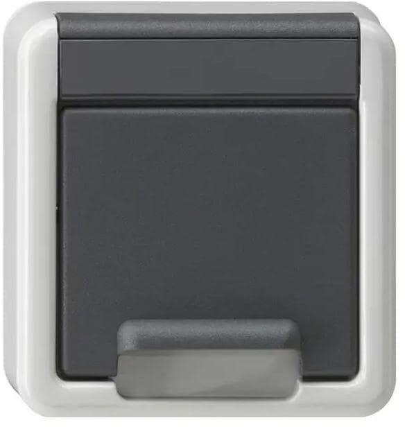Gira 494230 Abdeckung für SCHUKO-Steckdose 16 A 250 V~ mit Klappdeckel und Shutter Grau
