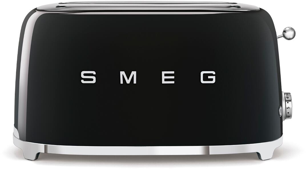 Smeg TSF02BLEU 50"s Style Toaster, 1500 W, 2 Schlitze, 6 Röststufen, lang, schwarz