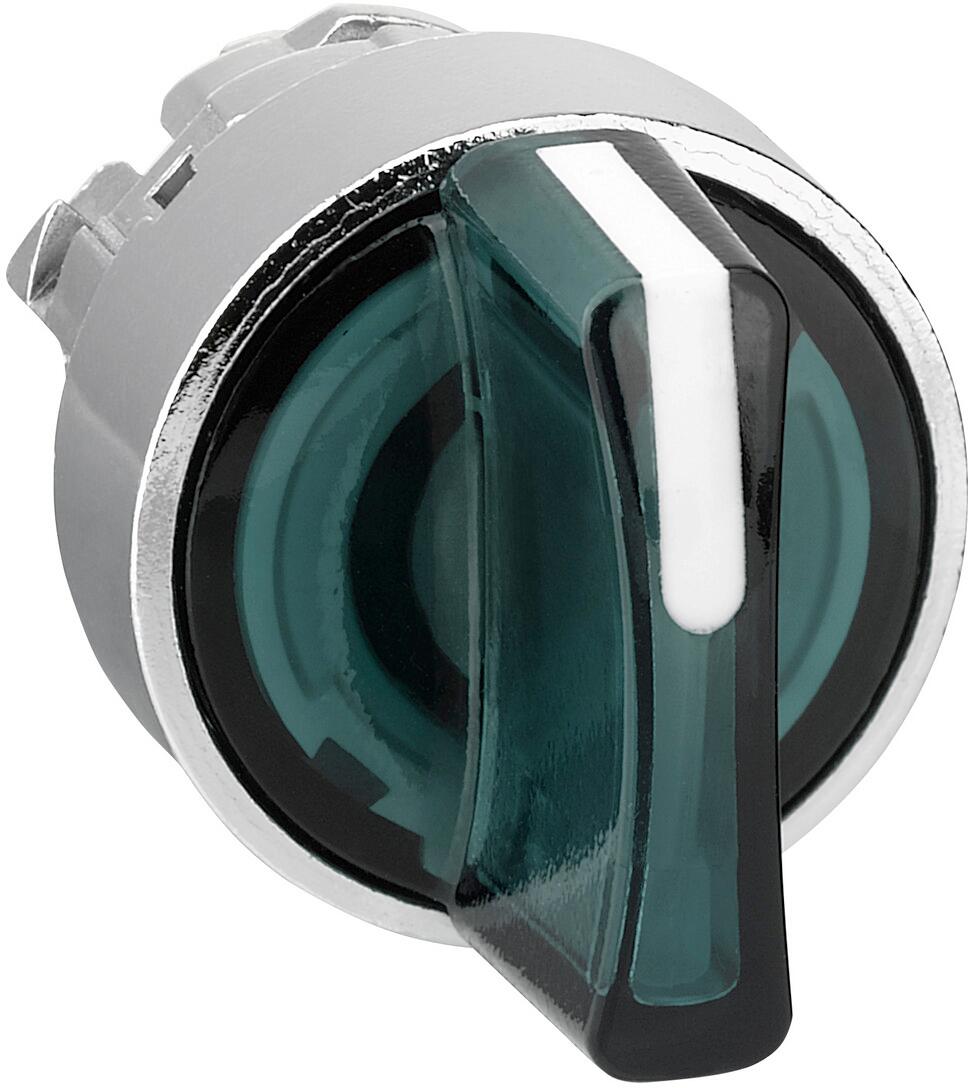 Schneider Electric ZB4BK1533 Harmony XB4, Leuchtwahlschalter, Frontelement, Metall, 22mm, für universelle LED, 3 Stellungen, Mitte rastend, grün