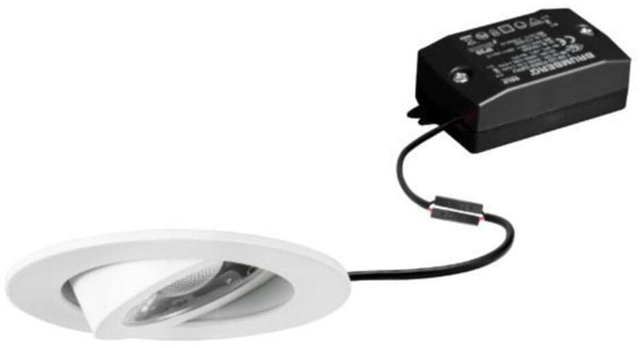 Brumberg DISC LED-Einbaustrahlerset mit LED-Modul Linsenoptik und Konverter schaltbar, 6W, 4000K, rund, schwenkbar, Aluminium, weiß matt (38421074)