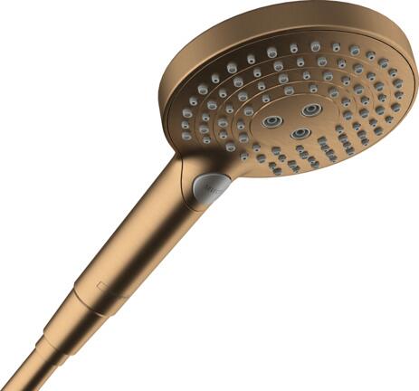 hansgrohe Raindance Select S Duschkopf 120 3 Strahlarten PowderRain wassersparend, Kunststoff, 8 l/min, 125 mm, Brushed Bronze, (26515140)