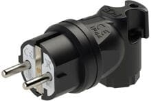 PCE Taurus Schutzkontaktwinkelstecker, Gummi nat, IP44, schwarz (05811-s)