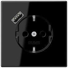 Jung LS1520-18ASW SCHUKO Steckdose mit USB-Ladegerät, Serie LS, schwarz