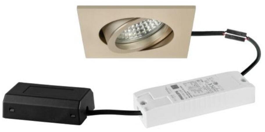 Brumberg TIRREL-S LED-Einbaustrahlerset mit LED-Modul, Konverter DALI dimmbar und Anschlussbox, 6W, 3000K, quadratisch, schwenkbar, champagner matt (4