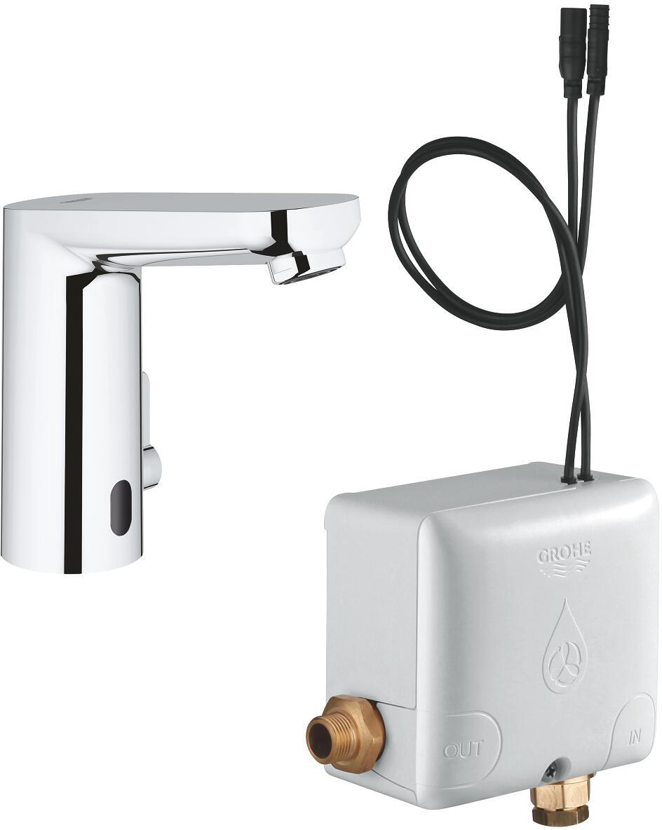 GROHE Eurosmart Infrarot-Elektronik für Waschtisch Powerbox, mit Mischung, variabel einstellbarem Temperaturbegrenzer, EcoJoy, chrom (36386001)