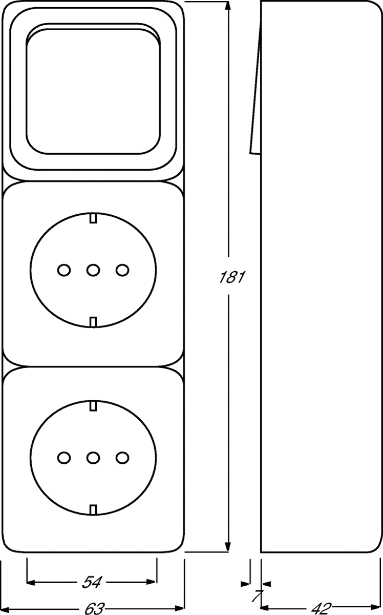 Busch-Jaeger Kombination, 2 Schuko-Steckdosen mit Wippschalter