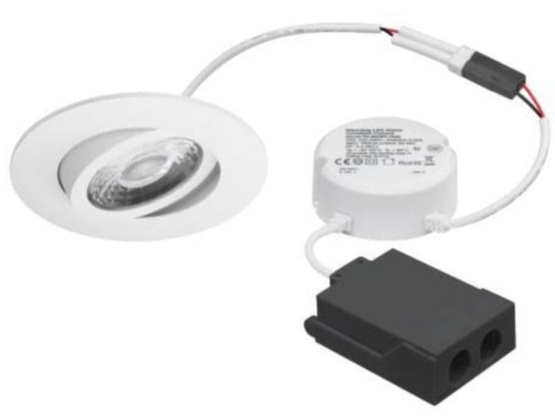 Brumberg ABACO-R LED-Einbaustrahler, 230VAC, 50Hz, 8W, 36°, dim2warm, 3.000K-1.800K, rund, schwenkbar, IP44, DALI dimmbar, weiß (41413173DW)