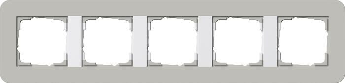 Gira 0215412 Abdeckrahmen 5-fach, E3, grau Soft-Touch mit Trägerrahmen reinweiß glänzend
