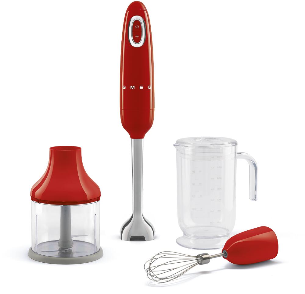 Smeg HBF03RDEU 50"s Style Stabmixerset, 700W, bis zu Geschwindigkeit: 8150 U/min, rot
